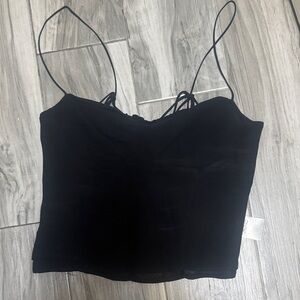 Reformation Black Bustier Tie-Strap Women's Crop